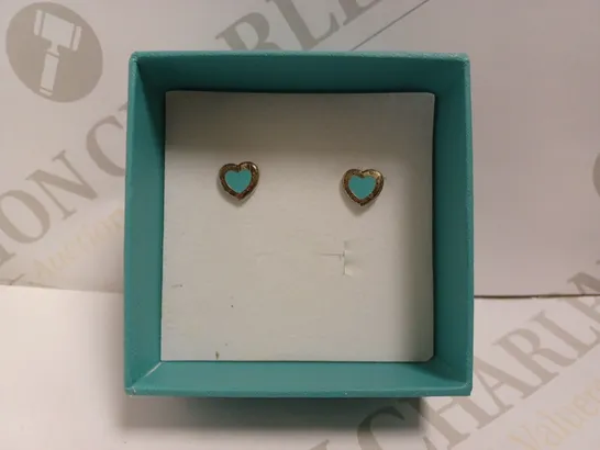 PAIR OF TIFFANY & CO SILVER EARRINGS WITH TEAL DETAIL