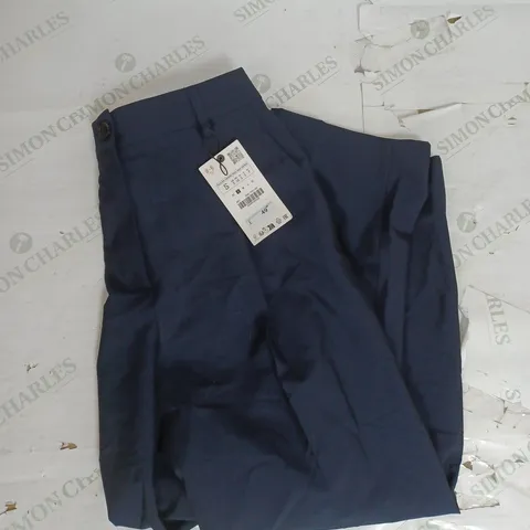 ZARA PLEATED TROUSERS IN NAVY SIZE S