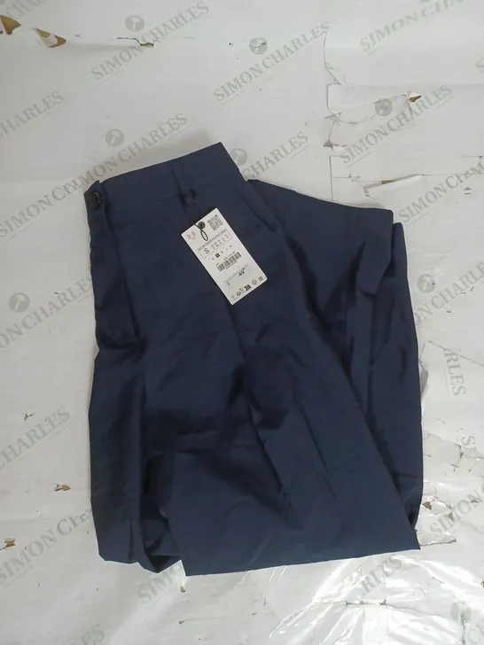 ZARA PLEATED TROUSERS IN NAVY SIZE S