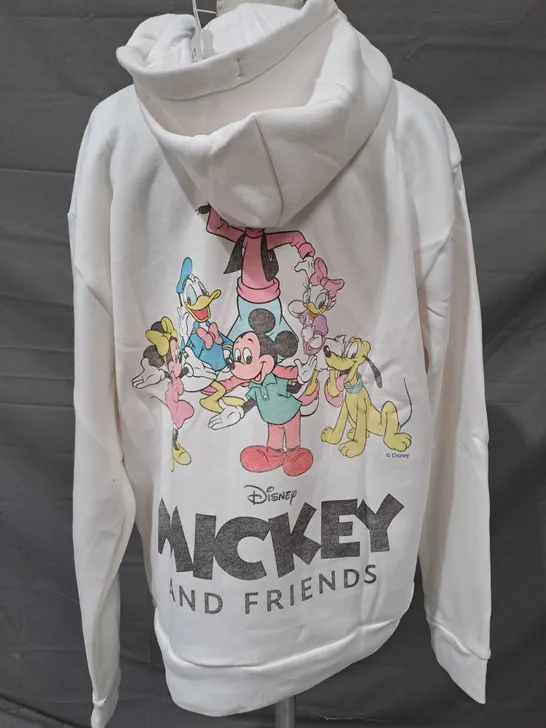 HOLLISTER DISNEY MICKEY AND FRIENDS HOODIE IN CREAM SIZE MEDIUM