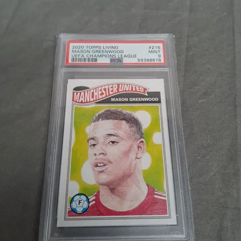 MASON GREENWOOD 2020 TOPPS LIVING  UEFA CHAMPIONS LEAGUE - #216 MINT RARE TRADING CARD - PSA 9 