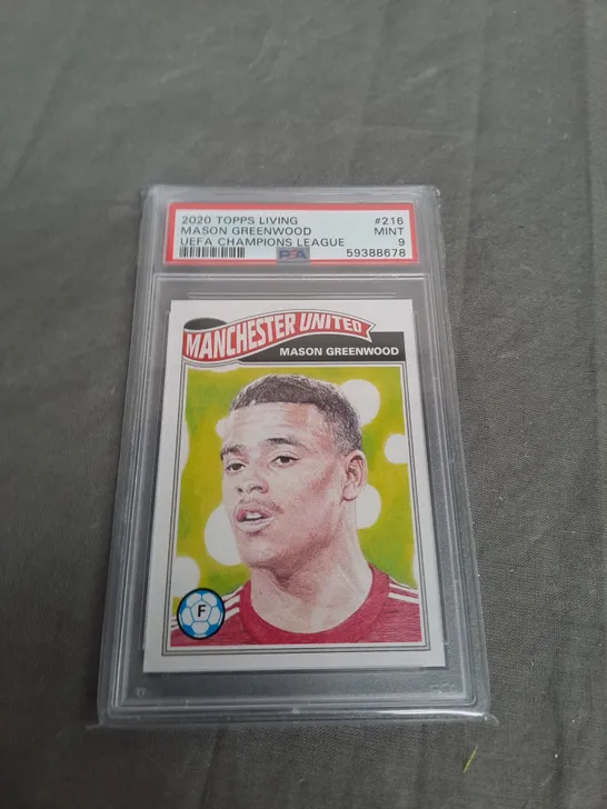 MASON GREENWOOD 2020 TOPPS LIVING  UEFA CHAMPIONS LEAGUE - #216 MINT RARE TRADING CARD - PSA 9 