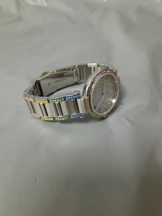 COACH LADIES CARY STAINLESS STEEL RAINBOW CRYSTAL WATCH