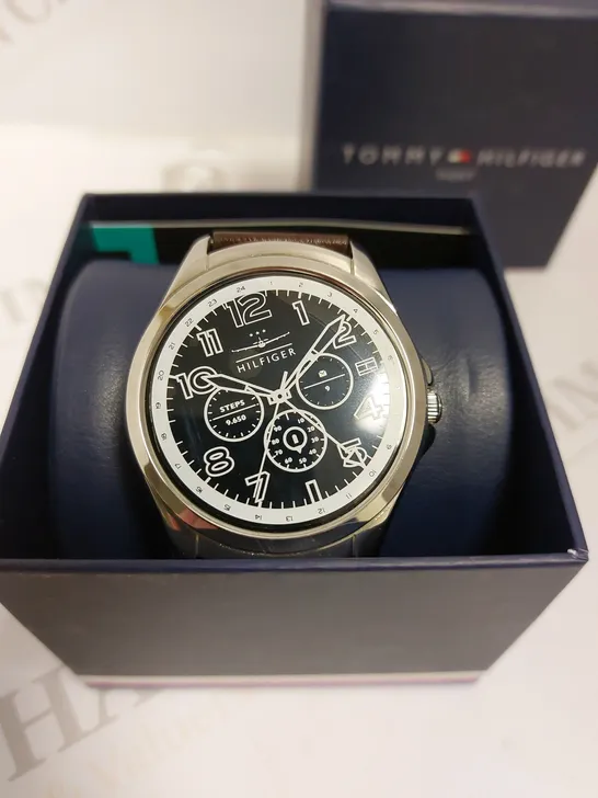 BOXED TOMMY HILFIGER BROWN STRAP SMART WATCH