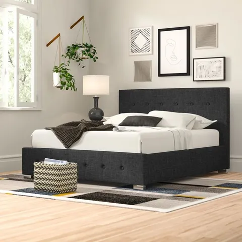 BOXED DELVIN UPHOLSTERED DOUBLE OTTOMAN BED (2 BOXES)