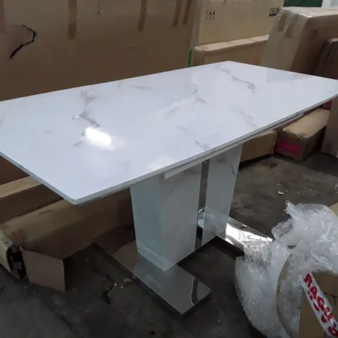 MARBLE EFFECT 120-160CM EXTENDABLE DINING TABLE