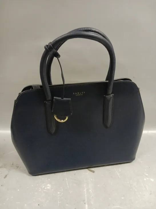 RADLEY LONDON WOMENS LEATHER NAVY ZIP TOP BAG 