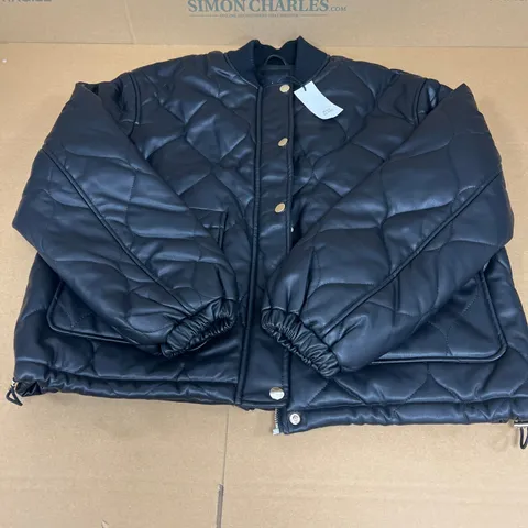 RIVER ISLAND FAUX LEATHER JACKET IN BLACK SIZE 8