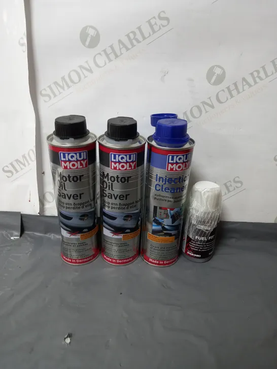 LOT OF 4 MOTOR LIQUIDS - MOTOR OIL SAVER - INJECTOR CLEANER - FUEL FIT 