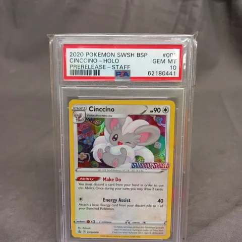 FRAMED AND GRADED COLLECTABLE TRADING POKEMON CARD - 2020 POKEMON SWSH BSP CINCCINO - HOLO - PSA 10