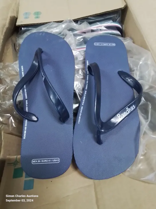 BOX CONTAINING 20 PAIRS OF MEXICO BANDHAS FLIPFLOP/SANDLES SIZE 7UK