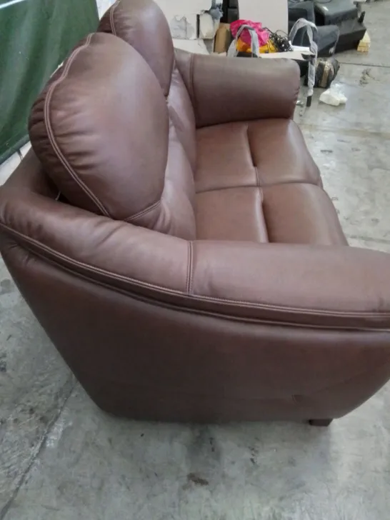 DESIGNER G PLAN MADE JACKSON 2 SEATER CHESTNUT LEATHER SOFA 