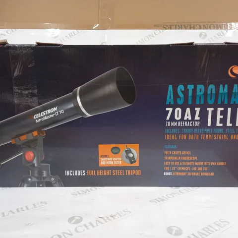 CELESTRON ASTROMASTER LT70AZ TELESCOPE WITH SMARTPHONE ADAPTER & MOON FILTER