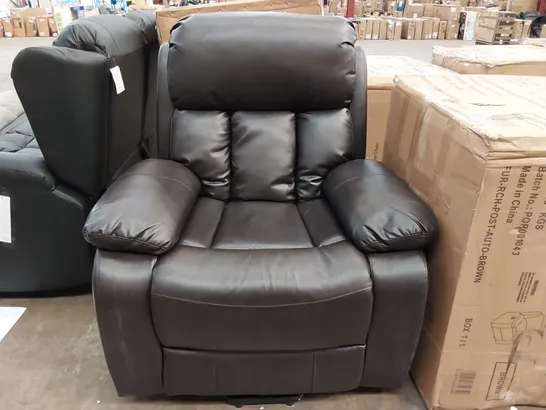 DESIGNER BROWN LEATHER ELECTRIC RECLINING ARMCHAIR 