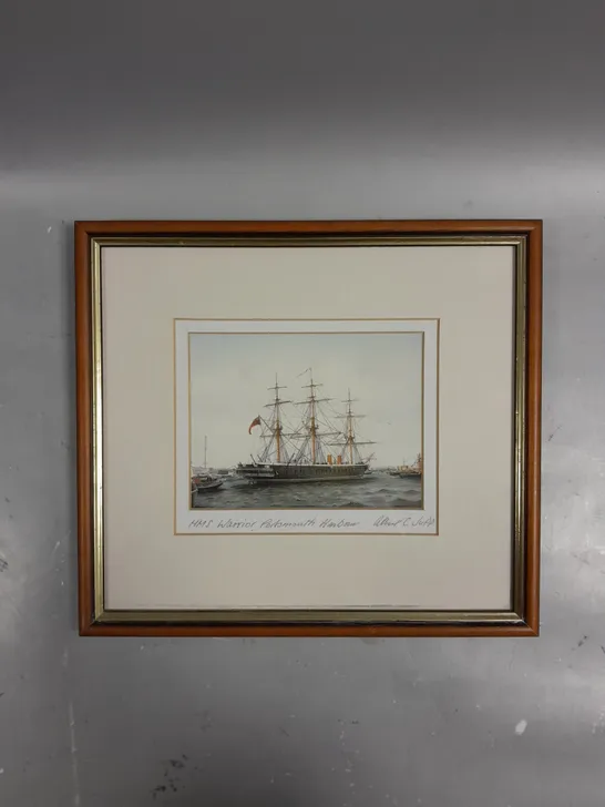 FRAMED HMS WARRIOR PORTSMOUTH HARBOUR PRINT 