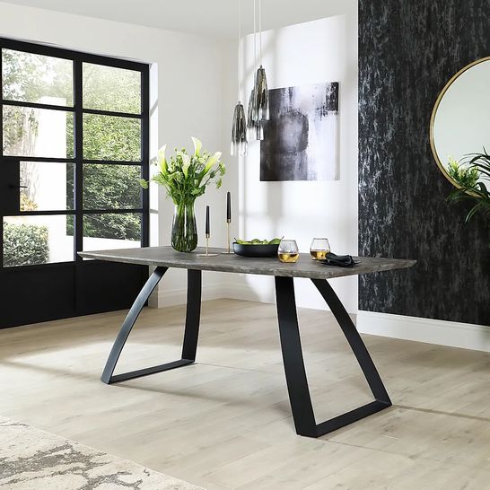 BOXED DESIGNER ANCONA CONCRETE 180CM DINING TABLE (ONLY 1 OF 2 BOXES)