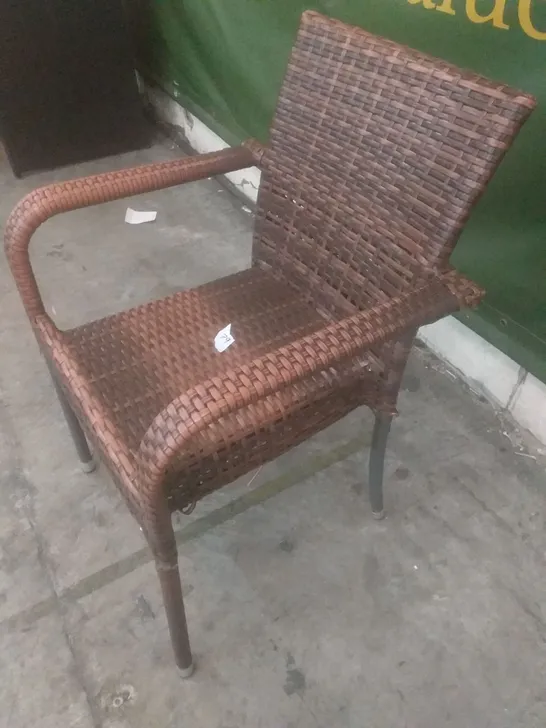 RATTAN EFFECT GARDEN CHAIR BROWN 