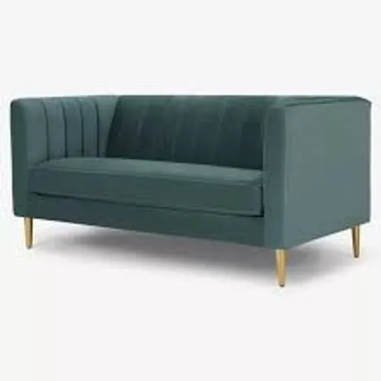 BRAND NEW BOXED MADE.COM AMICIE 2 SEATER SOFA, MARINE GREEN VELVET (1 BOX)