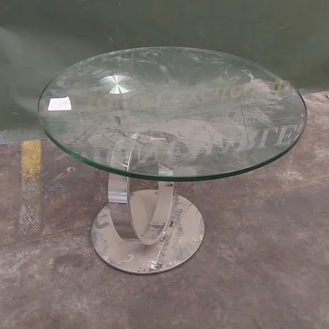 DESIGNER ROUND GLASS-TOP SIDE TABLE 