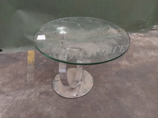 DESIGNER ROUND GLASS-TOP SIDE TABLE 