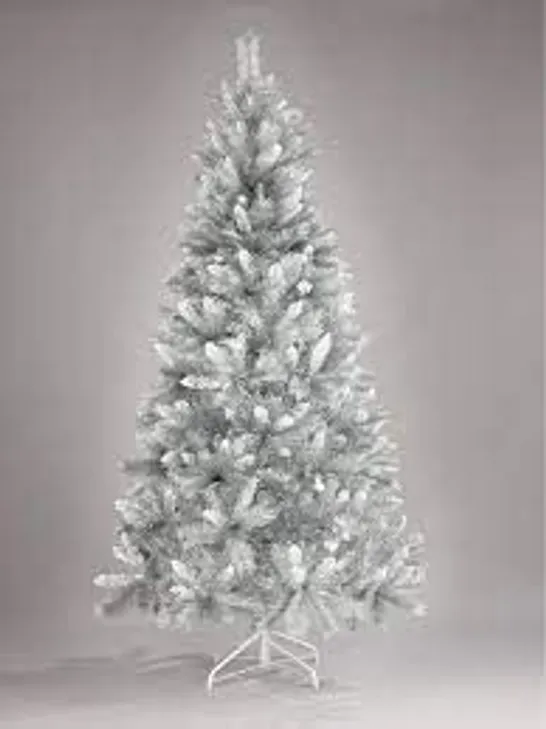 7FT SILVER GREY SPARKLE CHRISTMAS TREE WITH FROSTED TIPS RRP £149.99