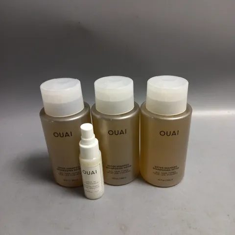 OUAI DETOX SHAMPOO 300ML X 3 AND LEAVE IN CONDITIONER TREATMENT 25ML X 1