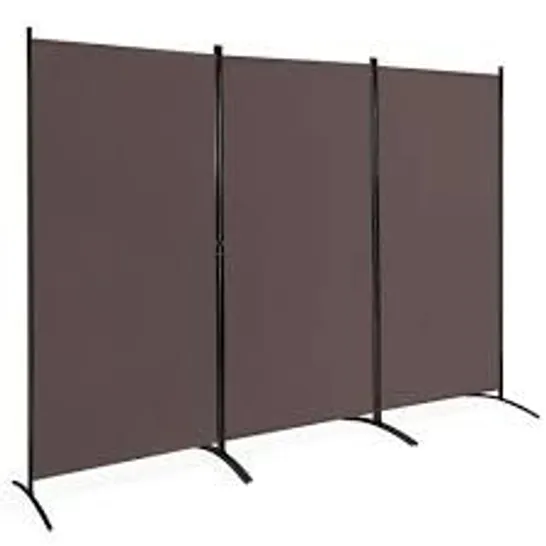 BOXED COSTWAY 3 PANELS FREESTANDING ROOM DIVIDER WALL FOLDING ROOM PARTITION SEPARATOR PRIVACY - BROWN (1 BOX)