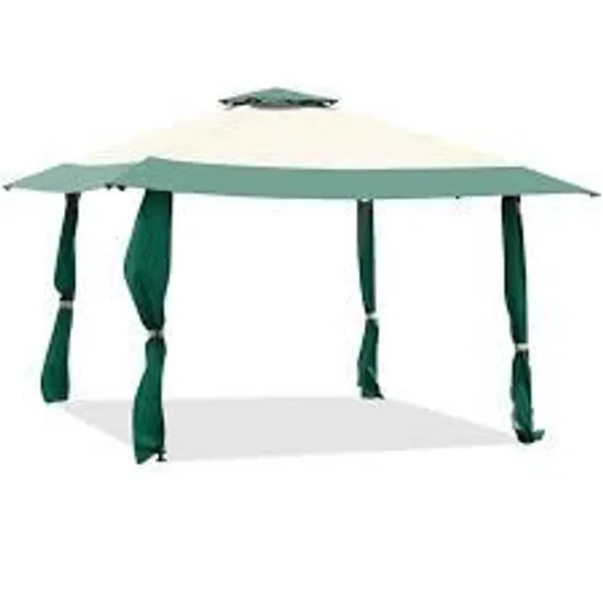 BOXED COSTWAY 13FT X 13FT LARGE ADJUSTABLE HEIGHT GAZEBO CANOPY PATIO SHELTER - GREEN (1 BOX)