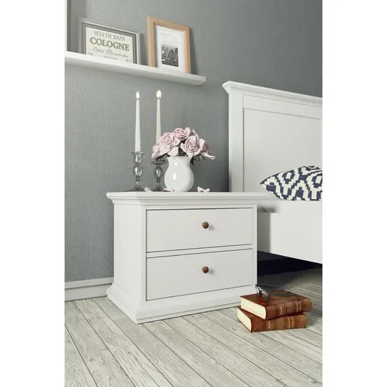 BOXED HARUKI 2 DRAWER NIGHTSTAND WHITE