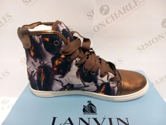 BOXED PAIR OF LANVIN BASKET HIGH TOP SNEAKER GOLD SIZE 38