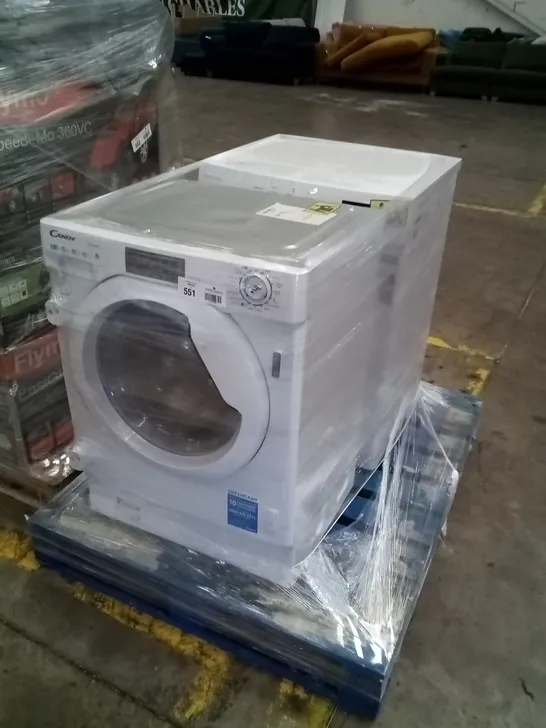 STATESMAN FWM0612E FREESTANDING WASHING MACHINE AND CANDY CBD 475D1E1-80 INTEGRATED WASHER DRYER