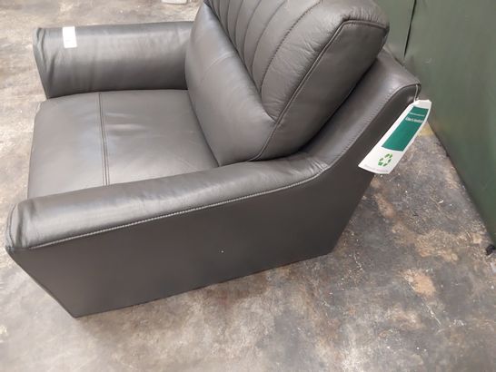 DESIGNER EASY CHAIR GREY LEATHER 