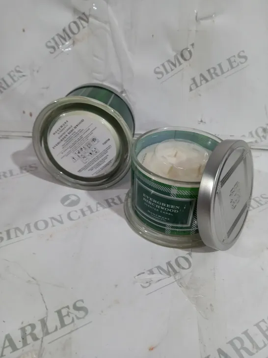 BOXED HOMEWORX WICK CANDLES OF EVERGREEN BIRCHWOOD, AND VANILLA