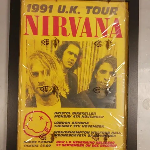 FRAMED NIRVANA 1991 UK TOUR POSTER ART PRINT