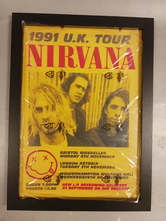 FRAMED NIRVANA 1991 UK TOUR POSTER ART PRINT