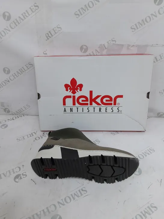 BOXED PAIR OF RIEKER HIGH TOP TRAINER GREEN SIZE 6.5