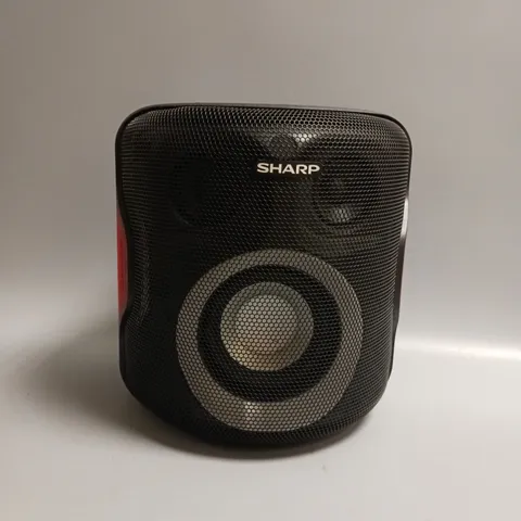 BOXED SHARP 2.1 PARTY SPEAKER SYSTEM IN BLACK AND RED 130W BLUETOOTH ENABLED DISCO LIGHTS