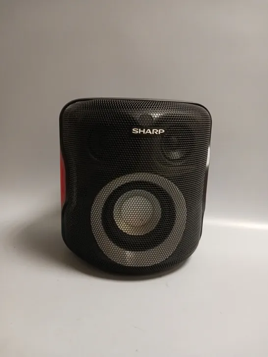 BOXED SHARP 2.1 PARTY SPEAKER SYSTEM IN BLACK AND RED 130W BLUETOOTH ENABLED DISCO LIGHTS