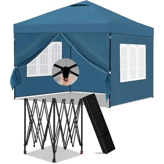 BOXED 3X3M FOLDING WATERPROOF GAZEBO WITH SIDE WALLS - BLUE (1 BOX)