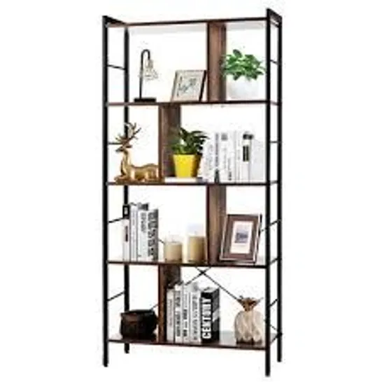 BOXED COSTWAY 4-TIER BOOKCASE INDUSTRIAL BOOKSHELF FLOOR STANDING STORAGE RACK