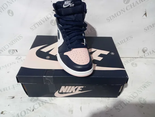 BOXED PAIR OF NIKE AIR JORDANS IN PINK/WHITE/NAVY UK SIZE 4