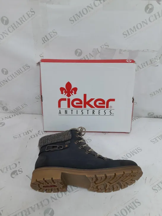 BOXED RIEKER CUFFED WATER RESISTANT LACED HIKING BOOTS SIZE 8 