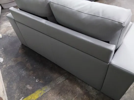 DESIGNER TWO SEATER SOFA GREY LEATHER 