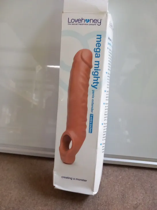 BOXED LOVEHONEY MEGA MIGHTY PENIS EXTENDER 3 EXTRA INCHES