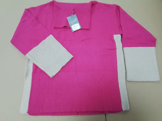 BAM DAWLISH ROLL NECK KNIT JUMPER IN CERISE - M