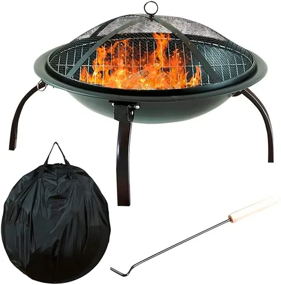 BOXED NEO BLACK GARDEN STEEL FIRE PIT OUTDOOR HEATER FIREPIT/GRILL (1 BOX)