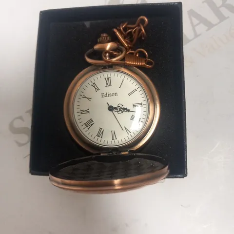 MENS EDISON POCKET WATCH – QUARTZ MOVEMENT – CHAIN AND GIFT BOX INCLUDED