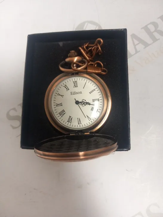 MENS EDISON POCKET WATCH – QUARTZ MOVEMENT – CHAIN AND GIFT BOX INCLUDED