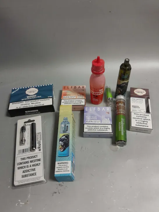 APPROXIMATELY 30 ASSORTED E-CIG PRODUCTS & ACCESSORIES TO INCLUDE DISPOSABLES, LIQUIDS, COILS ETC 