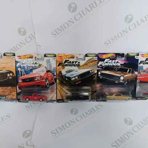 BOX OF APPROX 5 FAST AND FURIOUS HOT WHEELS TO INCLUDE - FORD F-150 SVT LIGHTNING - 87 BUICK GRAND NATIONAL - 66 CHEVY NOVA ECT